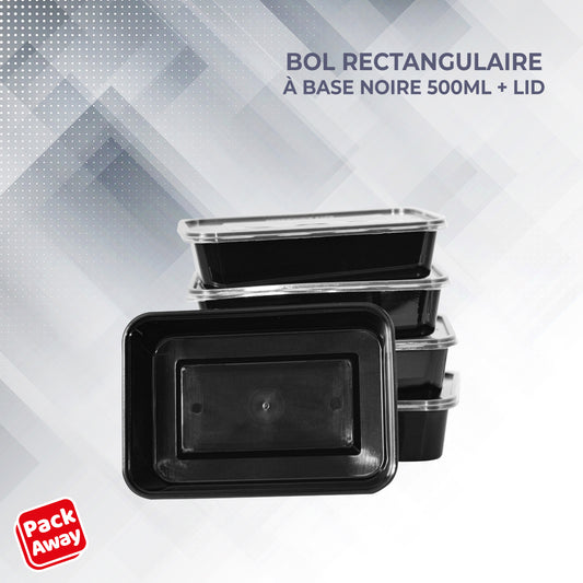 Bol rectangulaire à base noire 500 ml*50