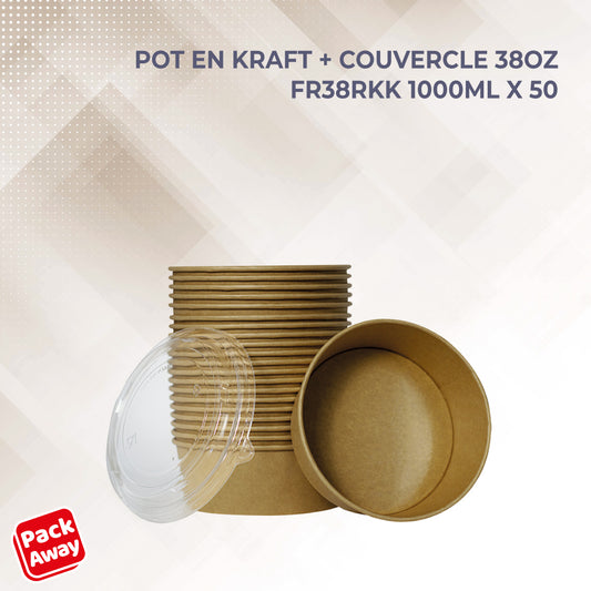 bol a salade kraft + couvercle 38 oz *50psc