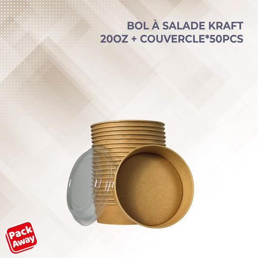 bol à salade kraft 20 oz + couvercle*50psc